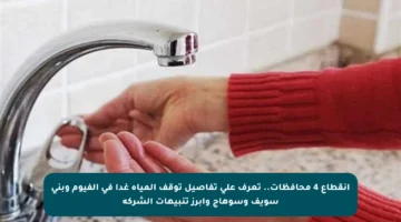 انقطاع 4 محافظات.. تعرف على تفاصيل توقف المياه غدا في الفيوم وبني سويف وسوهاج وأبرز تنبيهات الشركة